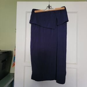 MM Lafleur Deep Blue Faux Wrap Pencil Skirt